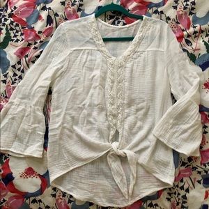 Tie-Front Boho Cotton Blouse